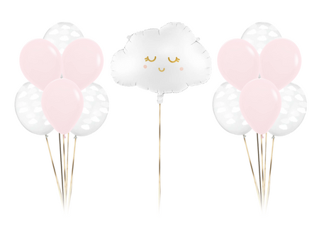 Zestaw balonów Bukiet balonowy różowo biały CHMURKA 13 szt. Z HELEM