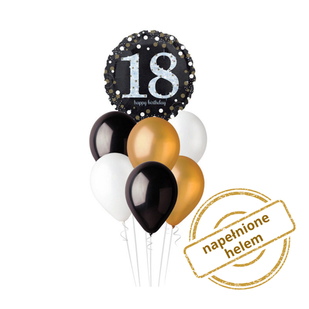 Zestaw balonów Bukiet balonowy 18 urodziny na Osiemnastkę 7 szt. Z HELEM