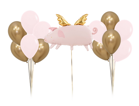 Zestaw balonów Bukiet balonowy różowy z latającą świnką 13 szt.