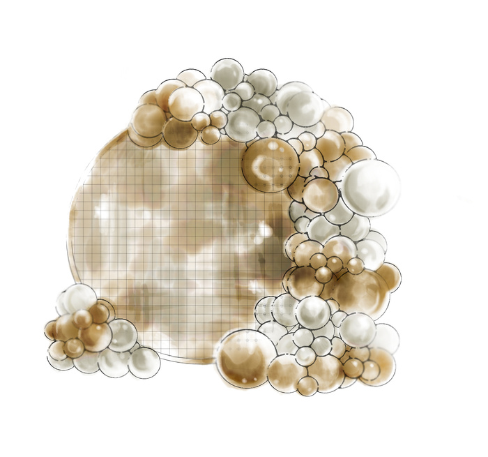 Ścianka balonowa na stelażu okrągłym z panelami cekinowymi