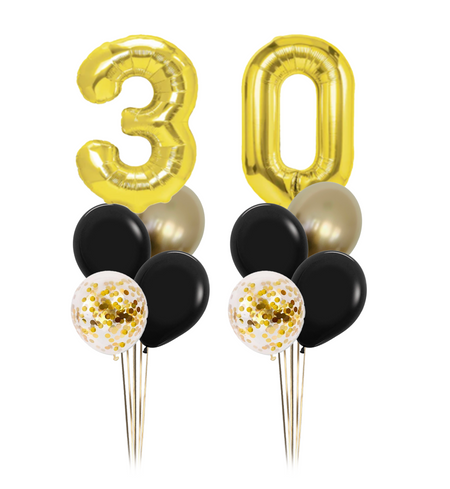 Zestaw balonów Bukiet balonowy urodzinowy z 2 cyframi do wyboru (10 szt.) Z HELEM