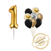 Zestaw balonów Bukiet balonowy złoto czarny z 1 cyfrą do wyboru (9 szt.) Z HELEM