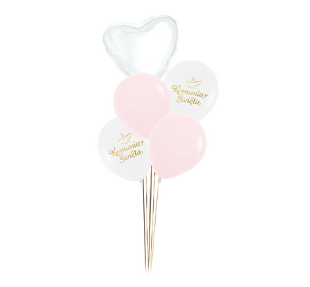 Zestaw balonów Bukiet Komunijny dla dziewczynki 5 szt. Z HELEM