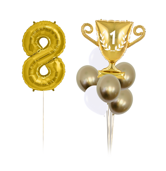 Zestaw balonów Bukiet balonowy z pucharem i 1 cyfrą do wyboru 9 szt.