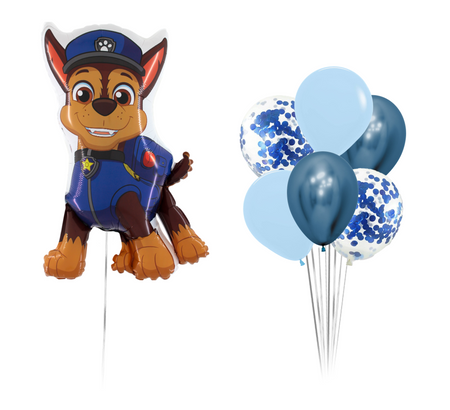 Zestaw balonów Bukiet balonowy Psi Patrol Chase 7 szt. Z HELEM