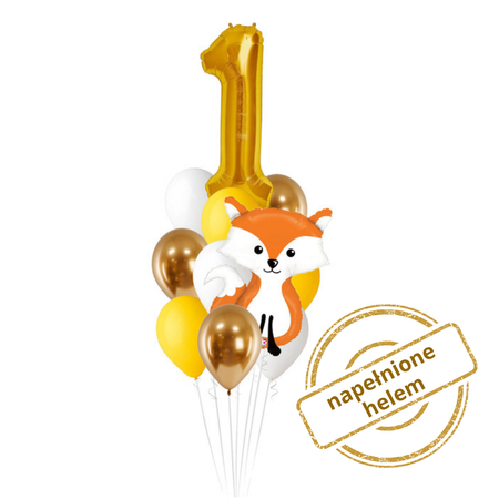 Zestaw balonów Bukiet balonowy Roczek WoodLand ( 11 szt.) Z HELEM
