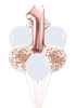 Zestaw balonów Bukiet balonowy złoto różowy urodzinowy z 1 cyfra do wyboru (7 szt.) Z HELEM