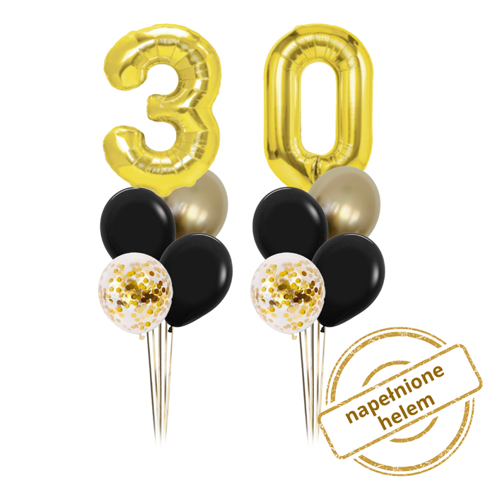 Zestaw balonów Bukiet balonowy urodzinowy z 2 cyframi do wyboru (10 szt.) Z HELEM