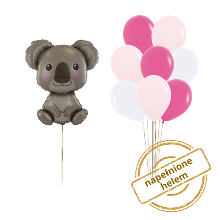 Zestaw balonów Bukiet balonowy różowy z Misiem Koala 9 szt. Z HELEM