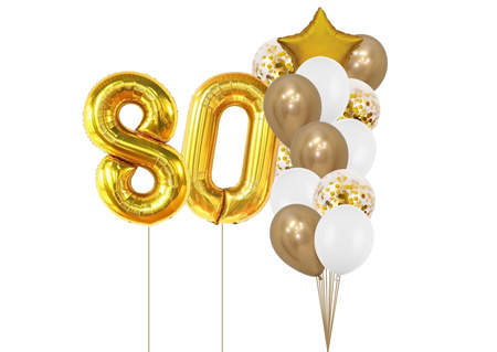 Zestaw balonów Bukiet balonowy z gwiazdką oraz cyframi do wyboru. 15szt