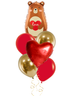 Zestaw balonów bukiet balonowy na Walentynki z Misiem 6 szt. Z HELEM