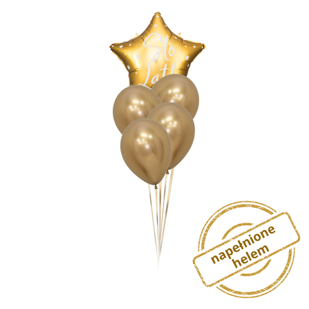 Zestaw balonów bukiet balonowy urodzinowy ze złotą gwiazdką (5 szt.) Z HELEM