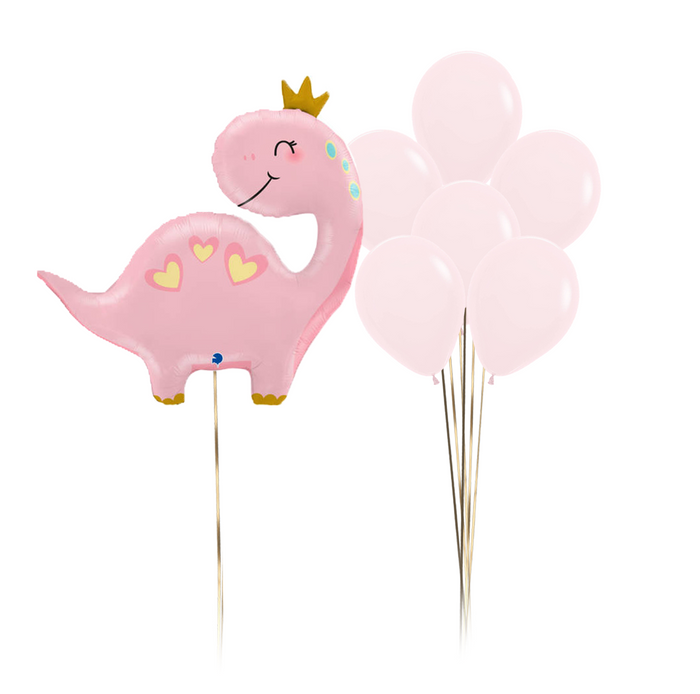 Zestaw balonów Bukiet balonowy różowy Dinozaur 7 szt.