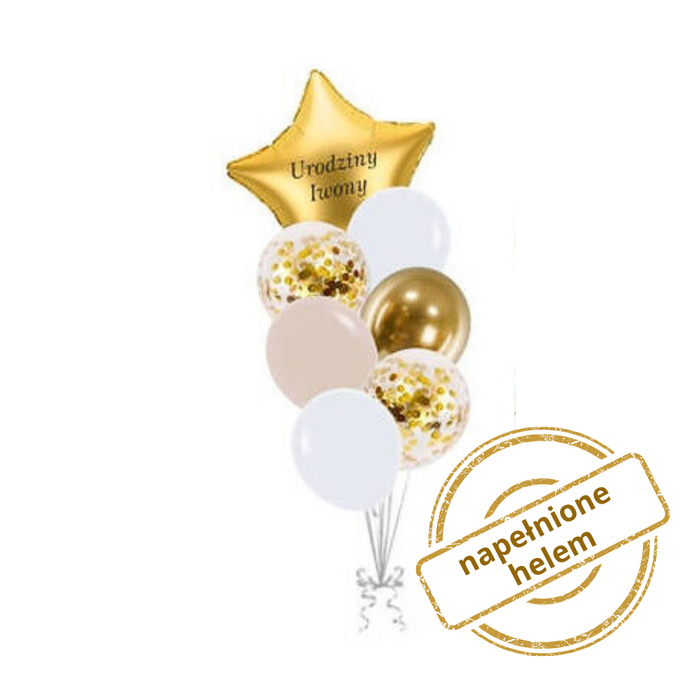 Zestaw balonów bukiet balonowy z gwiazdką i personalizacją (7 szt.) Z HELEM