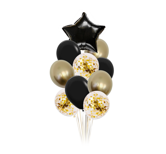 Zestaw balonów z czarną gwiazdką bukiet balonowy (10 szt.)