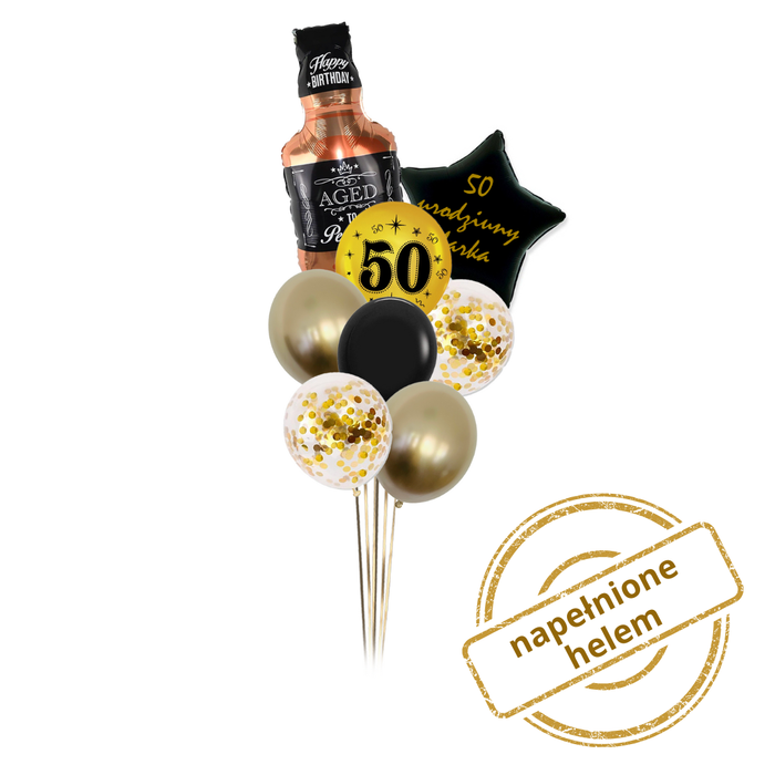 Zestaw balonów Bukiet balonowy 50 urodziny z personalizacją ( 8 szt.) Z HELEM