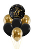 Zestaw balonów Bukiet balonowy na 18 urodziny czarno złoty (7 szt.) Z HELEM