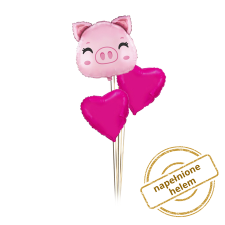 Zestaw balonów Bukiet balonowy ŚWINKA 3 szt. Z HELEM