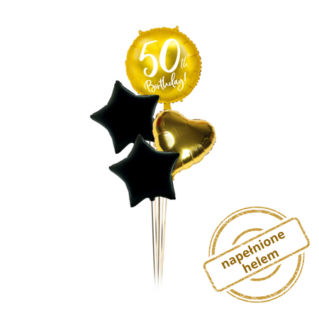 Zestaw balonów Bukiet balonowy na 50 urodziny 4 szt. Z HELEM