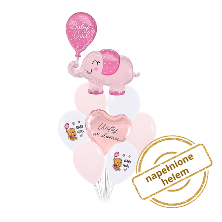 Zestaw balonów bukiet balonowy Witaj w domu! Baby Girl 8 szt. Z HELEM