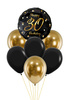Zestaw balonów bukiet balonowy na 30 urodziny czarno złoty (7 szt.) Z HELEM