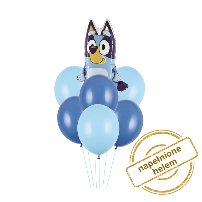 Zestaw balonów Bukiet balonowy Bluey 7 szt. Z HELEM