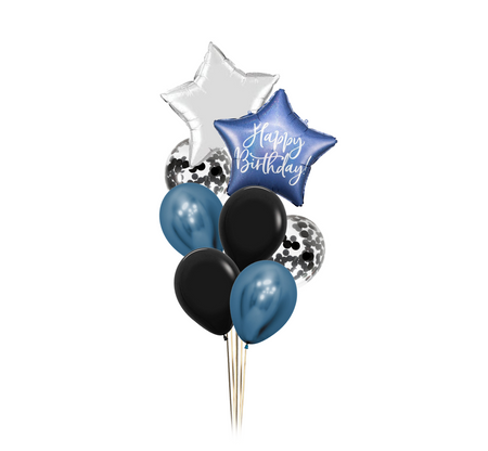Zestaw balonów Bukiet balonowy urodzinowy Happy Birthday z gwiazdkami (8 szt.)