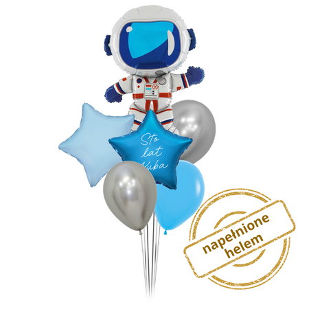 Zestaw balonów Bukiet balonowy KOSMOS Astronauta z personalizacją ( 6 szt.) Z HELEM