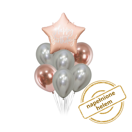 Zestaw balonów bukiet balonowy urodzinowy z gwiazdką DLA NIEJ 7 szt. Z HELEM