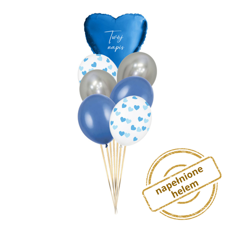 Zestaw balonów Bukiet balonowy idealny na powitanie chłopca z personalizacją (7 szt.) Z HELEM