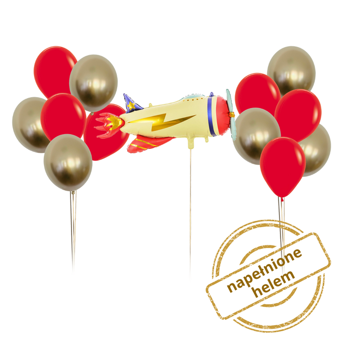 Zestaw balonów Bukiet balonowy z samolotem retro 13 szt. Z HELEM