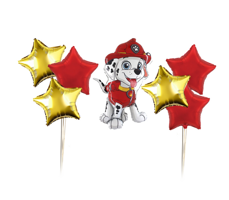Zestaw balonów Bukiet balonowy Psi Patrol Marshall 7 szt. Z HELEM