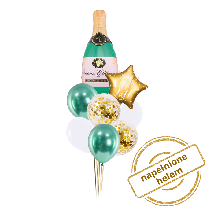 Zestaw balonów Bukiet balonowy urodzinowy z szampanem dla NIEJ ( 8 szt.) Z HELEM