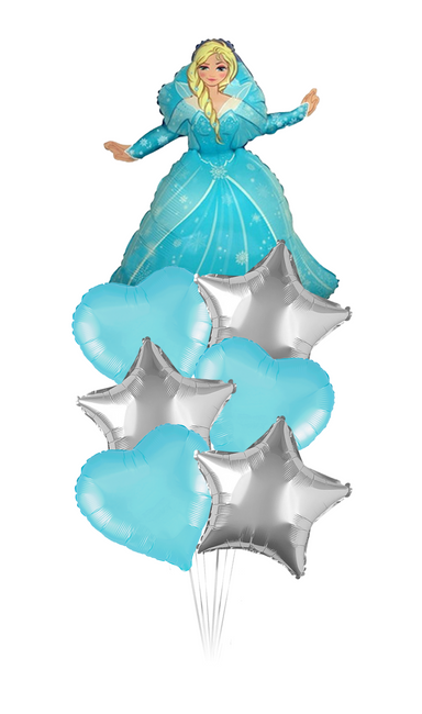 Zestaw balonów Bukiet balonowy niebieski Kraina Lodu Elsa 7 szt. Z HELEM