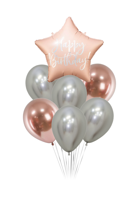 Zestaw balonów bukiet balonowy urodzinowy z gwiazdką DLA NIEJ 7 szt. Z HELEM