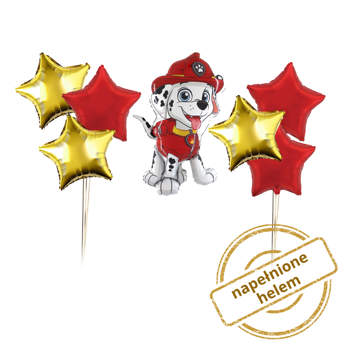 Zestaw balonów Bukiet balonowy Psi Patrol Marshall 7 szt. Z HELEM