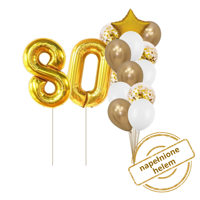 Zestaw balonów Bukiet balonowy z gwiazdką oraz cyframi do wyboru 15 szt. Z HELEM