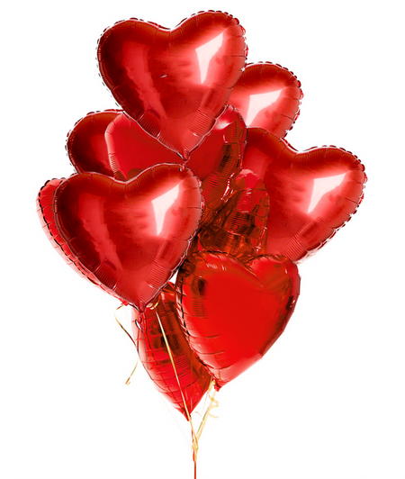 Zestaw balonów bukiet balonowy na Walentynki czerwone SERCA 9 szt. Z HELEM