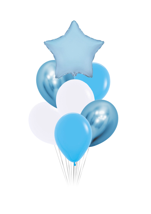 Zestaw balonów bukiet balonowy niebieski z gwiazdką 7 szt.