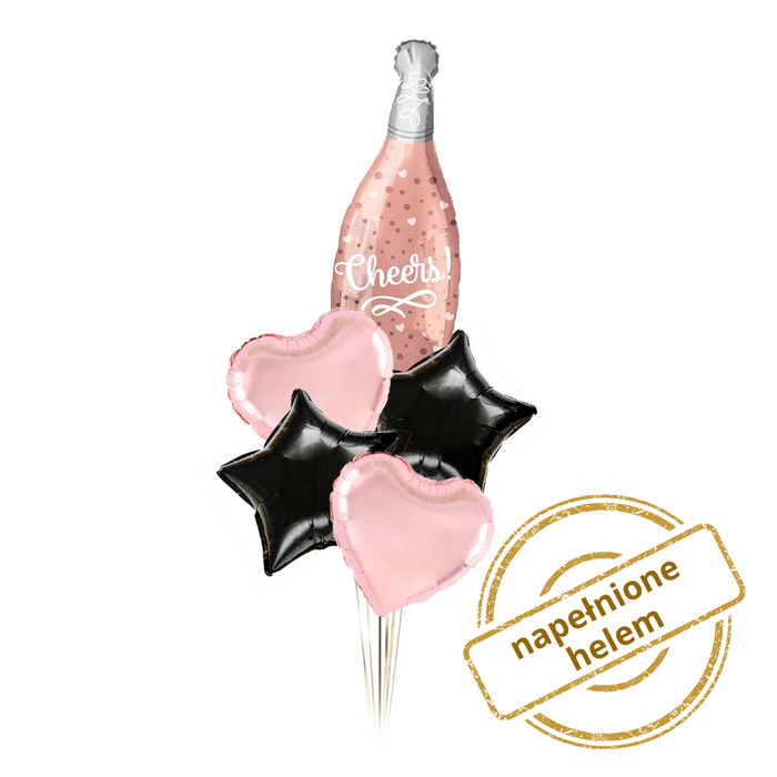 Zestaw balonów Bukiet balonowy z butelką szampana 5 szt. Z HELEM