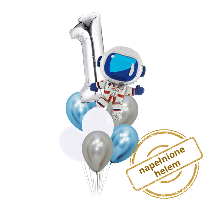 Zestaw balonów Bukiet balonowy na roczek KOSMOS Astronauta (8 szt.) Z HELEM