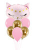 Zestaw balonów bukiet balonowy z kotkiem różowo złoty 7 szt. Z HELEM