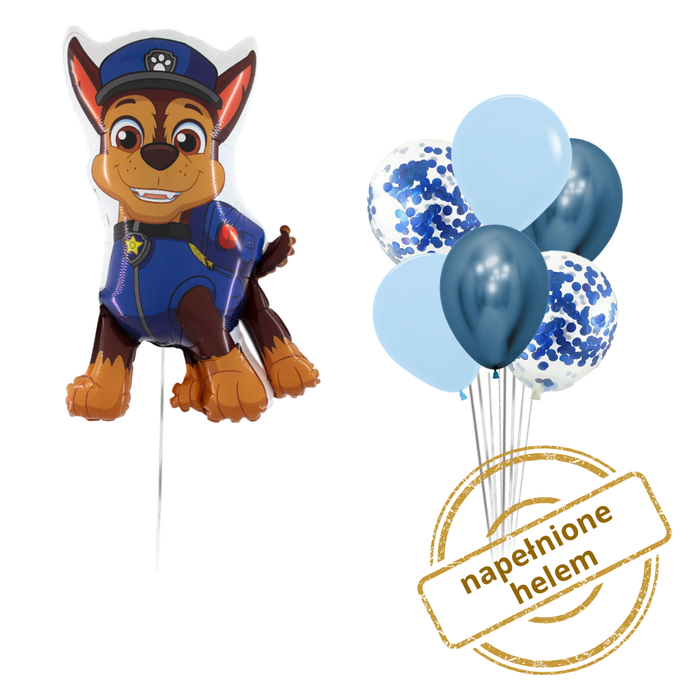 Zestaw balonów Bukiet balonowy Psi Patrol Chase 7 szt. Z HELEM