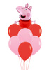 Zestaw balonów Bukiet balonowy Świnka Peppa różowo czerwony (7 szt.) Z HELEM