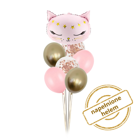 Zestaw balonów z kotkiem bukiet balonowy (7 szt.) Z HELEM