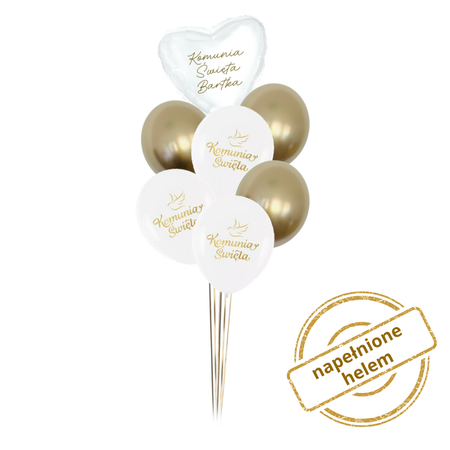 Zestaw Balonów Bukiet Komunijny z personalizacją 7 szt. Z HELEM