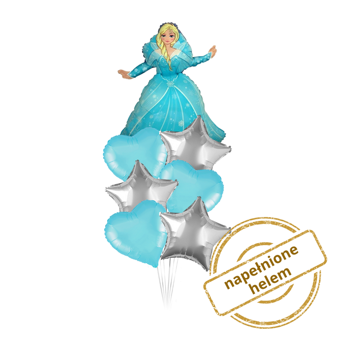 Zestaw balonów Bukiet balonowy niebieski Kraina Lodu Elsa 7 szt. Z HELEM