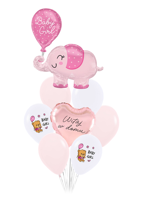 Zestaw balonów bukiet balonowy Witaj w domu! Baby Girl 8 szt.