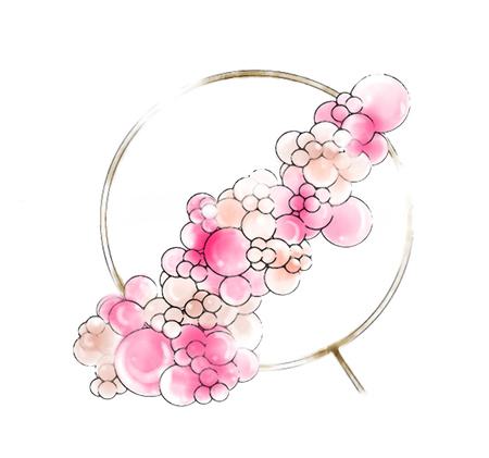 Balonowa girlanda na stelażu koło organiczna pasek przez środek