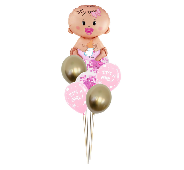 Zestaw balonów Bukiet balonowy BABY SHOWER DZIEWCZYNKA (7 szt.)